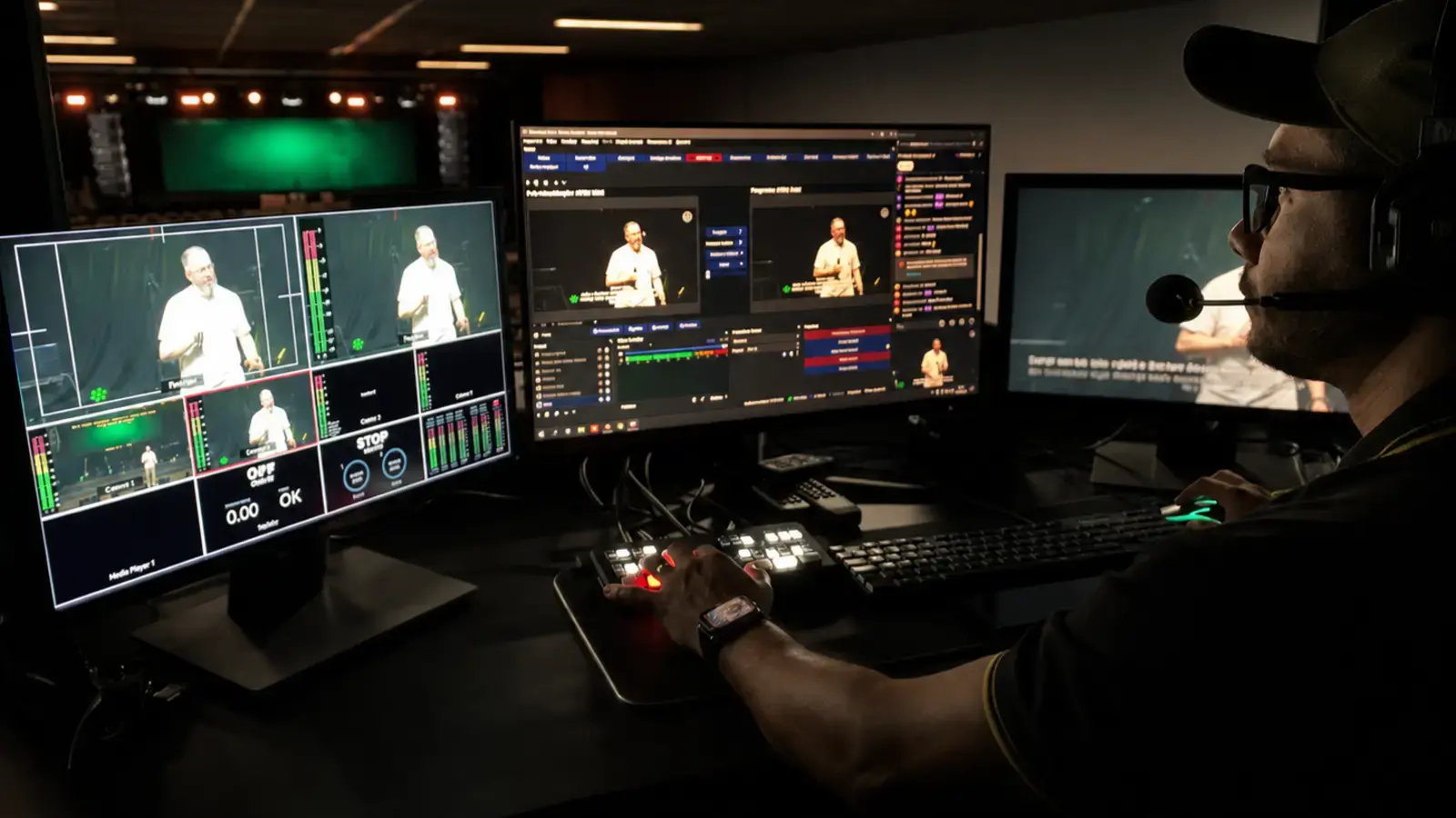 Central de controle de uma transmissão ao vivo da Eagle Live